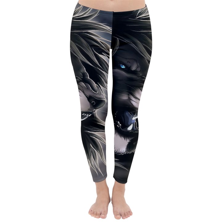 Angry Lion Digital Art Hd Classic Winter Leggings