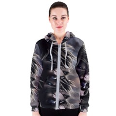 Angry Lion Digital Art Hd Women s Zipper Hoodie