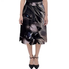 Angry Lion Digital Art Hd Folding Skater Skirt