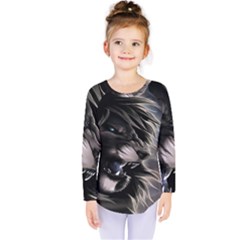 Angry Lion Digital Art Hd Kids  Long Sleeve Tee