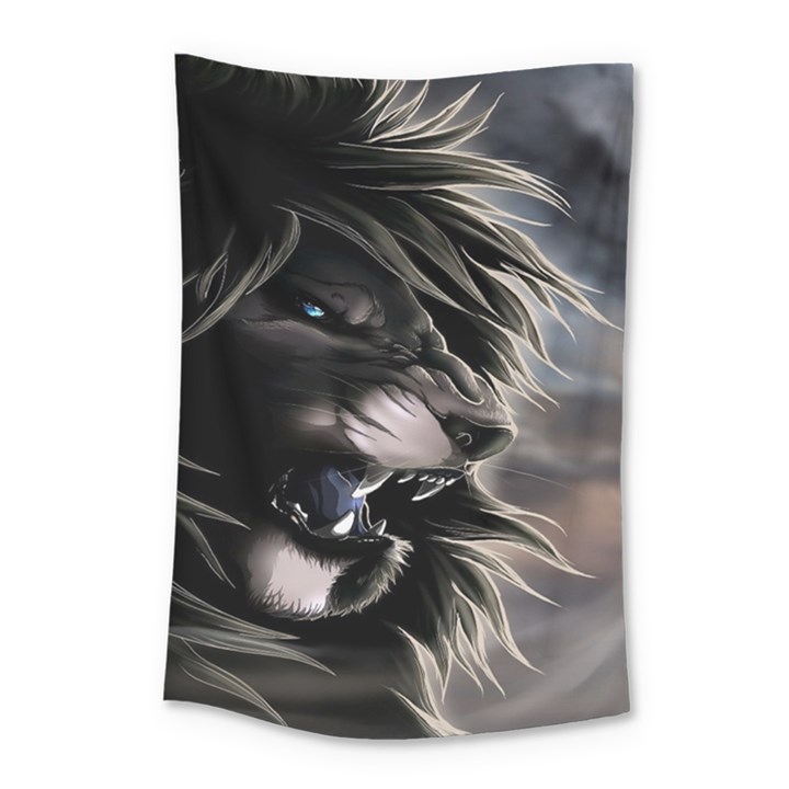 Angry Lion Digital Art Hd Small Tapestry