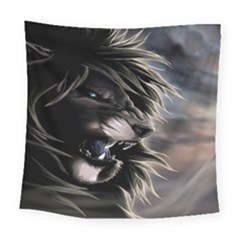 Angry Lion Digital Art Hd Square Tapestry (Large)