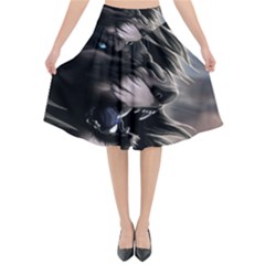 Angry Lion Digital Art Hd Flared Midi Skirt