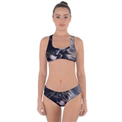 Angry Lion Digital Art Hd Criss Cross Bikini Set