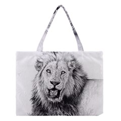 Lion Wildlife Art And Illustration Pencil Medium Tote Bag by Celenk