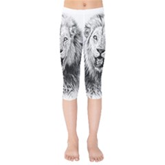 Lion Wildlife Art And Illustration Pencil Kids  Capri Leggings 