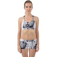 Lion Wildlife Art And Illustration Pencil Back Web Sports Bra Set