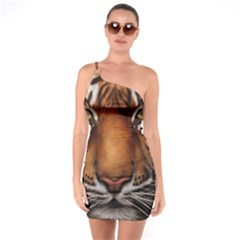 The Tiger Face One Soulder Bodycon Dress by Celenk