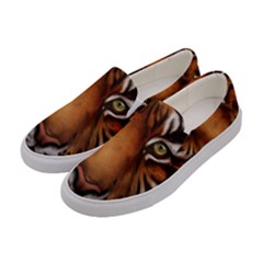 The Tiger Face Women s Canvas Slip Ons by Celenk