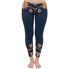 Floral Vintage Royal Frame Pattern Classic Winter Leggings by Celenk