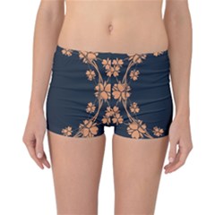 Floral Vintage Royal Frame Pattern Reversible Boyleg Bikini Bottoms by Celenk