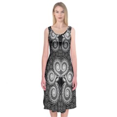 Fractal Filigree Lace Vintage Midi Sleeveless Dress by Celenk