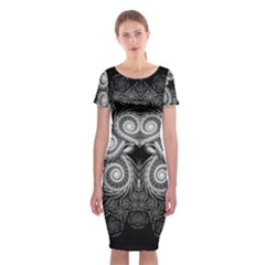 Fractal Filigree Lace Vintage Classic Short Sleeve Midi Dress by Celenk