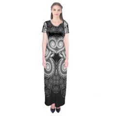 Fractal Filigree Lace Vintage Short Sleeve Maxi Dress by Celenk