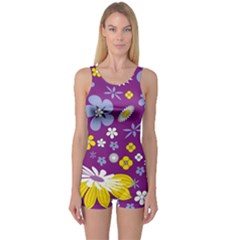 Floral Flowers One Piece Boyleg Swimsuit by Celenk