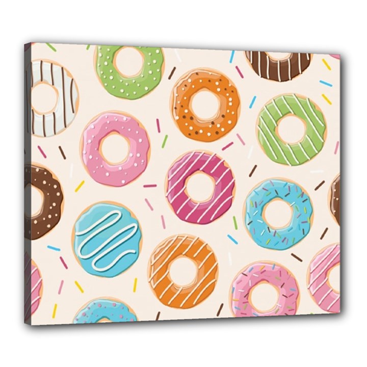 Colored Doughnuts Pattern Canvas 24  x 20 