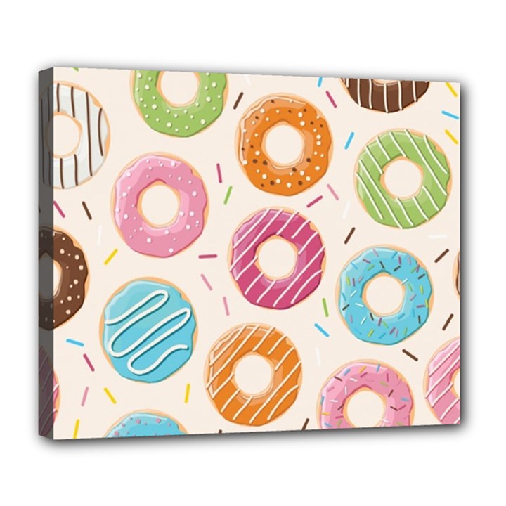 Colored Doughnuts Pattern Deluxe Canvas 24  x 20  