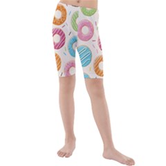 Colored Doughnuts Pattern Kids  Mid Length Swim Shorts by Bigfootshirtshop