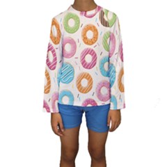 Colored Doughnuts Pattern Kids  Long Sleeve Swimwear by Bigfootshirtshop