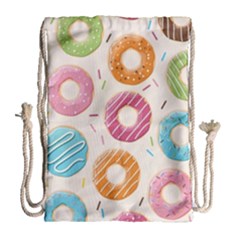 Colored Doughnuts Pattern Drawstring Bag (large) by Bigfootshirtshop