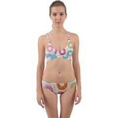 Colored Doughnuts Pattern Wrap Around Bikini Set by Bigfootshirtshop