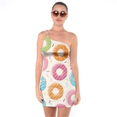 Colored Doughnuts Pattern One Soulder Bodycon Dress by Bigfootshirtshop