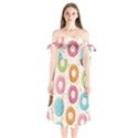 Colored Doughnuts Pattern Shoulder Tie Bardot Midi Dress View1