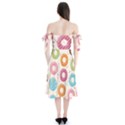 Colored Doughnuts Pattern Shoulder Tie Bardot Midi Dress View2