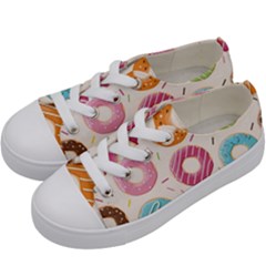 Colored Doughnuts Pattern Kids  Low Top Canvas Sneakers by Bigfootshirtshop