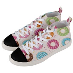 Colored Doughnuts Pattern Men s Mid-top Canvas Sneakers by Bigfootshirtshop