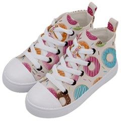 Colored Doughnuts Pattern Kid s Mid-top Canvas Sneakers by Bigfootshirtshop