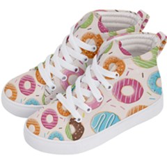 Colored Doughnuts Pattern Kid s Hi-top Skate Sneakers by Bigfootshirtshop