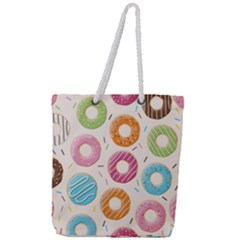 Colored Doughnuts Pattern Full Print Rope Handle Tote (large) by Bigfootshirtshop