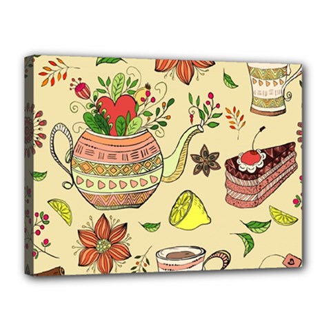 Colored Afternoon Tea Pattern Canvas 16  X 12  by Bigfootshirtshop