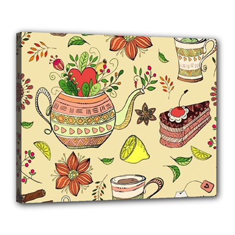 Colored Afternoon Tea Pattern Canvas 20  X 16  by Bigfootshirtshop