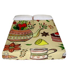 Colored Afternoon Tea Pattern Fitted Sheet (california King Size) by Bigfootshirtshop