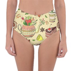 Colored Afternoon Tea Pattern Reversible High-waist Bikini Bottoms by Bigfootshirtshop