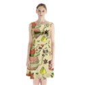 Colored Afternoon Tea Pattern Sleeveless Waist Tie Chiffon Dress View1