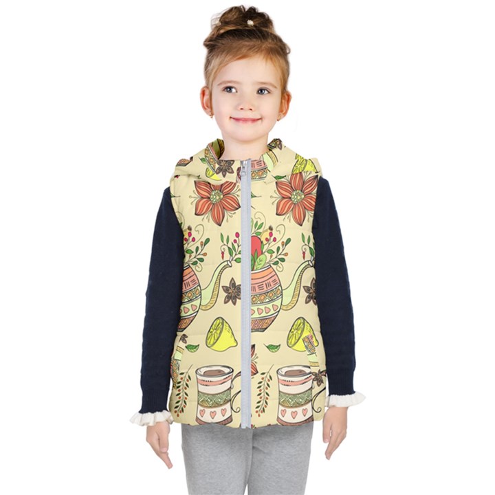 Colored Afternoon Tea Pattern Kid s Puffer Vest