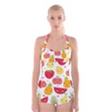 Happy Fruits Pattern Boyleg Halter Swimsuit  View1