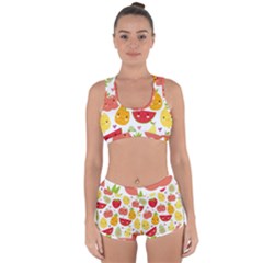 Happy Fruits Pattern Racerback Boyleg Bikini Set by Bigfootshirtshop