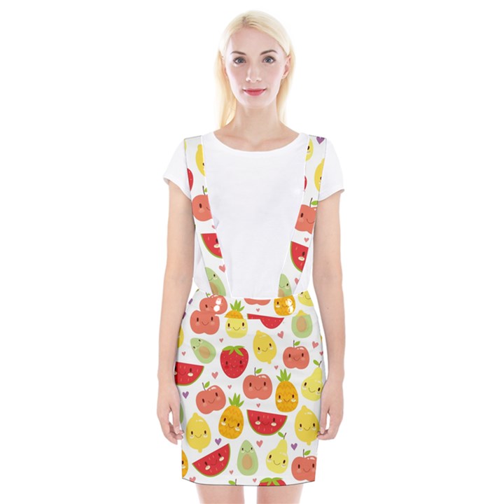 Happy Fruits Pattern Braces Suspender Skirt