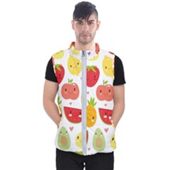 Happy Fruits Pattern Men s Puffer Vest by Bigfootshirtshop