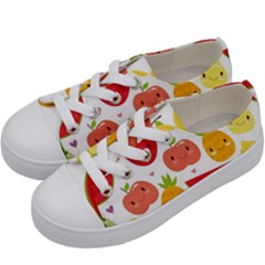 Happy Fruits Pattern Kids  Low Top Canvas Sneakers by Bigfootshirtshop