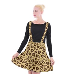 Leopard Heart 01 Suspender Skater Skirt