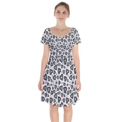 Leopard Heart 02 Short Sleeve Bardot Dress by jumpercat