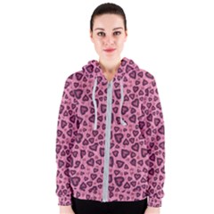 Leopard Heart 03 Women s Zipper Hoodie by jumpercat