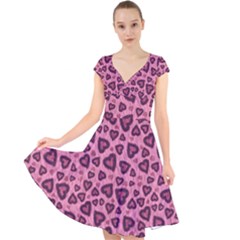 Leopard Heart 03 Cap Sleeve Front Wrap Midi Dress by jumpercat