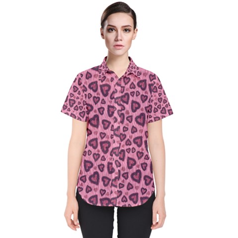 Leopard Heart 03 Women s Short Sleeve Shirt by jumpercat