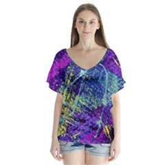 Ink Splash 01 V-neck Flutter Sleeve Top by jumpercat